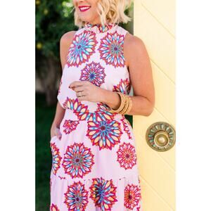 Gibsonlook x Hi Sugarplum Cavallo Top in Pink Floral Medallion Sz M | Multicolor